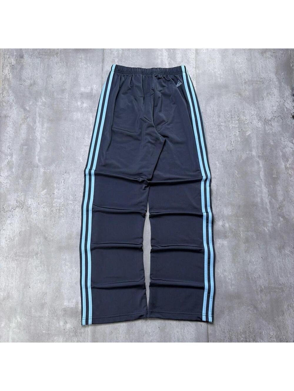 Y2K Grey Adidas Striped Loose Skater Trackpants